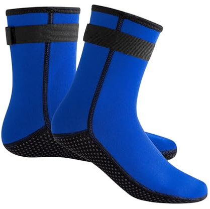 Keenso Wassersocken, 3 Mm Sanddichte Socken für Beachvolleyball, Neoprenanzug-Tauchsocken für Männer und Frauen (Blue)