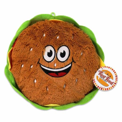 BEMIRO Burger Plüsch mit Smiley Gesicht - ca. 28 cm