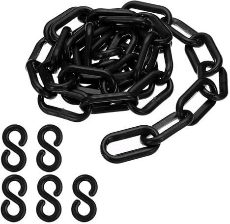 PATIKIL Plastic Chain,3 FEET Safety Barrier Chain for Crowd Control, 1/4inch(6mm) Black Plastic Chains Links for Queue Lines, Parking, Fences, Gate, Concerts, and Decoration