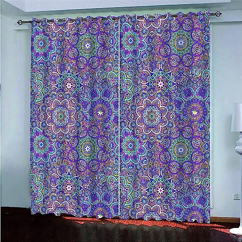 Verdunklungsvorhänge Kinderzimmer Lila Blume 2 Stück Vorhang Blickdicht Ösenschal Kindergardinen Junge Verdunklungsgardine Größe: 2 X 2 X 75 X 166 Cm - Rauschunterdrückung Wärmedämmung -8E3Y0J9F9K7E2J