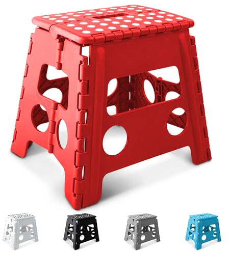 KEPLIN Marchepied pliable robuste de 33 cm | Repose-pieds pliable antidérapant pour tout-petits, enfants et adultes | Portable, en plastique léger avec poignée de transport pour intérieur ou extérieur