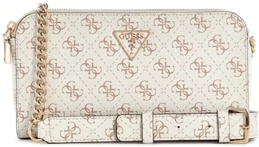 GUESS Damen Daryna Status Crossbody Umhängetasche, Cremefarbenes Logo