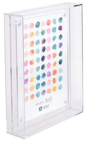 Malden International Designs 5x7 Clear Acrylic Magnetic Shadowbox Picture Frame