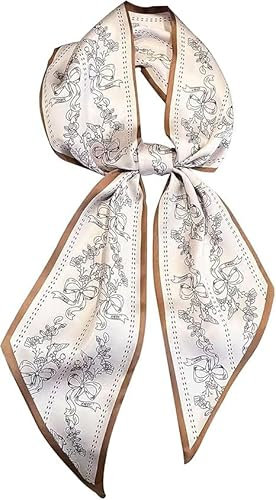 FonVan Seidenschal Seide Haarschal für Damen, Halstücher, Bandana, Satin Schal Kopftuch, Halstücher für Handtaschen, Handtaschen-Zubehör, Seidentücher Scarf - 145 x 14cm