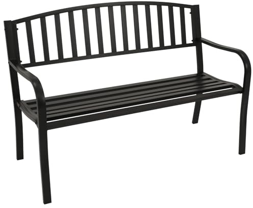 DEGAMO Gartenbank Parkbank Newport 2-sitzer aus Metall schwarz beschichtet, Outdoor