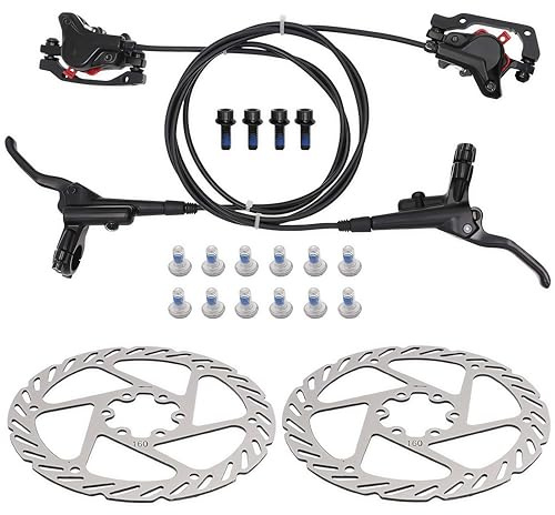 TRKIMAL Bike Hydraulic Disc Brake Set, Bicycle Disc Brake 160mm Front 800mm Rear 1450mm MTB Hydraulic Brake Set Aluminum Alloy Oil Brake for Universal MTB