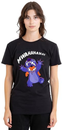 Lilo and Stitch Lilo Stitch Evil Laugh Ladies T Shirt, Black Camiseta para Mujer