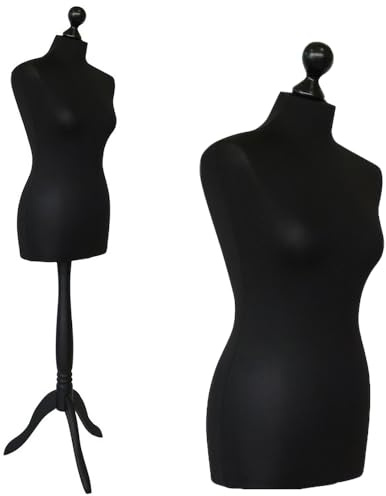 DummyDoll Schneiderpuppe weiblich Größe 46/48, Überzug schwarz, Holzdreibein schwarz