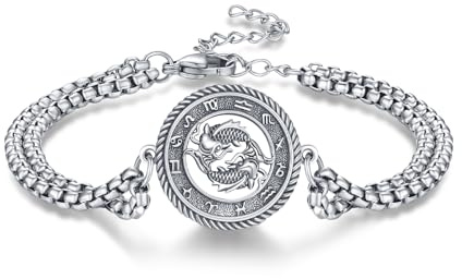 PARYFO 925 Sterling Silber Sternzeichen Armband für Männer Frauen 12 Sternzeichen Armband Astrologie Horoskop Schmuck für Geburtstags Weihnachts Geschenke, mit Edelstahlkette
