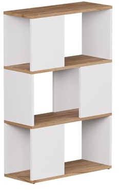 Vicco Raumteiler Eneos, Weiß/Goldkraft Eiche, 60 x 94 cm | als freistehendes Regal zur flexiblen Raumaufteilung einsetzbar