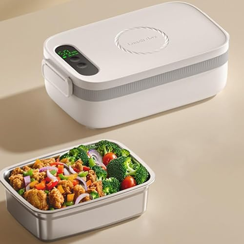 Strixorn Lunch box riscaldato elettrico da 1 litro con batteria da 14000 mAh - Lunch box isolato tramite USB con riscaldamento automatico, contenitore in acciaio inossidabile 304, ideale per ufficio