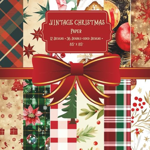 Vintage Christmas Pattern Scrapbook Paper Craft Pad: 12 Vintage Holiday Patterned Scrapbooking Pages, 36 Double-Side Sheets (3 Sheets Per Design), ... for Collage, Album, DIY Projects and More