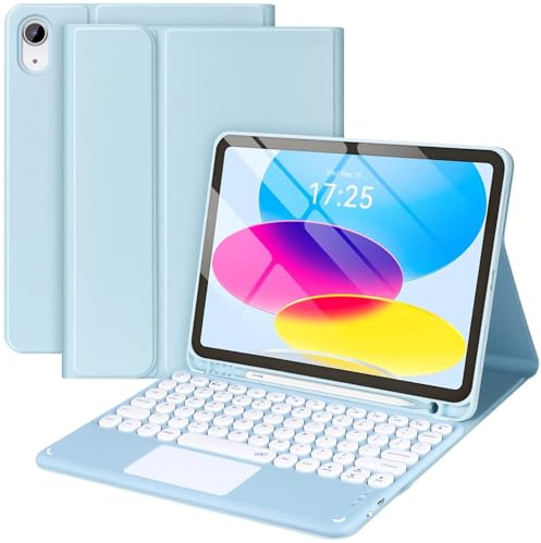 YMXuan Funda con teclado táctil para iPad (A16) de 11ª/10ª generación (2025/2022, 11/11 pulgadas), teclado inalámbrico desmontable con soporte para lápices, funda protectora inteligente para iPad 11