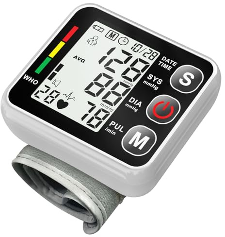 Wrist Blood Pressure Monitors, Portable Digital Blood Pressure Machine with Voice Broadcast and LCD Screen, Smart BP Machine with Storage Case and Adjustable Cuff(Black)