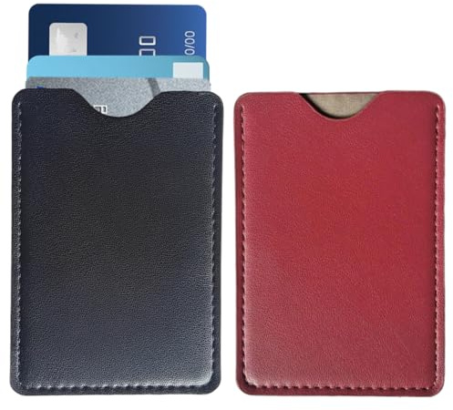 LEPGUYO Set 2 Pezzi Portacarte Uomo & Donna, Pelle, RFID Slim Porta Carte di Credito per 2-4 Carte, Regalo Uomo