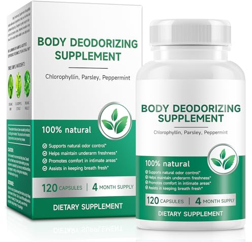 Body Deodorizing Supplement, Chlorophyll Capsules for Body Odor, Deodorant Chlorophyll Capsules, Fresh Breath, Immunity & Digestion Support, for Men & Women,120 Caps