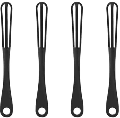 SHINEOFI Batidores Manuales de Huevos 4 Piezas para Cocina, Batidor de Leche en Pp Negro, Mejora la Eficiencia y Reduce, Adecuado para Navidad Reutilizable