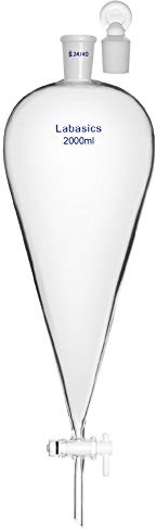 Labasics 2000ml Ampoule à Décanter Conique en Verre Borosilicate avec Robinet en PTFE, Separatory Funnel Entonnoir Laboratoire - 2000ml