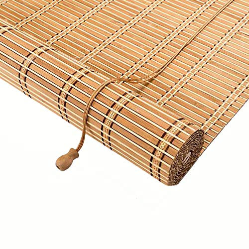Natürliche Bambus-Rollo Raffrollo,Pavillon Patio Bambusjalousien Rollläden mit Haken,Sichtschutz Rollo für Fenster und Türen,für raumhohe Fenster/Restaurant/Korridor,Anpassbar (60x60cm/24x24in)