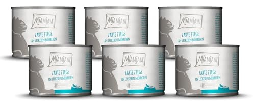 MjAMjAM - premium våtfoder för katter - mör get med läckra morötter, förpackning om 6 (6 x 200 g), spannmålsfri med extra kött