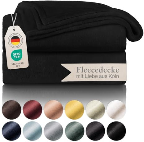 Blumtal Fleecedecke 270x230 cm - Oeko-Tex zertifizierte Kuscheldecke - Wohndecke 270x230 cm - Schwarze Decke - Wohn- & Kuscheldecke - Microfaser Decke - Wohndecke Kuscheldecke - Schwarz