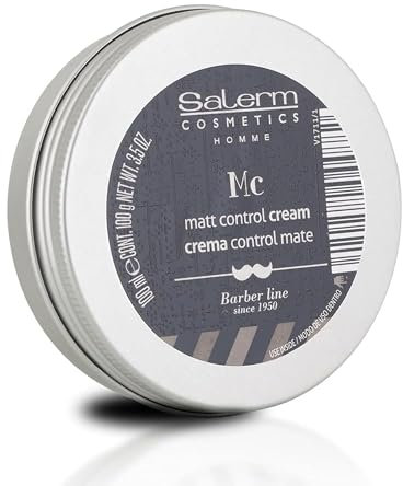 SALERM - Cera para el Pelo Hombre - Homme Barber Line - 100 ml - Crema de Peinado Mate - para Cabello Fino o Medio - Fijación Elástica - Aporta Suavidad y Volumen