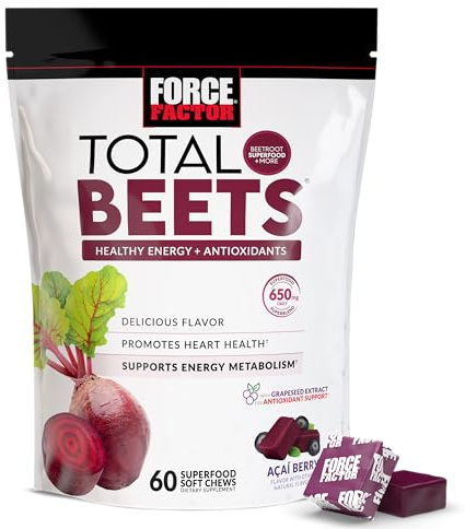 Force Factor Total Beets Soft Chews Heart Health Superfood with Beetroot