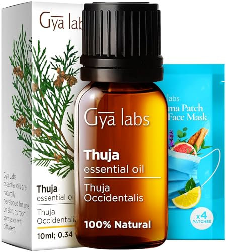 Gya Labs Thuja Essential Oil for Skin - 100% Pure Natural Thuja Oil Diffusers for Hair, Aromatherapy, Candle & Soap - Woody, Camphorous & Cleansing Scent (10ml)