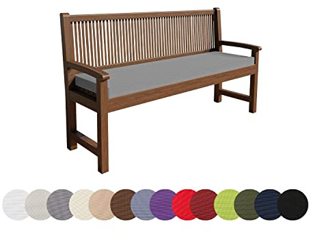 chilly pilley Cojín De Banco Hidrófugo Cojín De Banco Cremallera con Trabillas Cojín De Banco Cojín para Banco De Jardín (120x40x5, Gris)