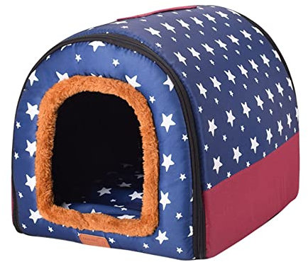 Hundebett mit Dach, 2 in 1 Tragbares Hundehaus Waschbar Orthopädisches Kissen Gemütlich, Sofa Nest Bett für Kleine Mittlere Große Hund, Zwinger Schlafkorb Faltbar Rutschfest, XXL