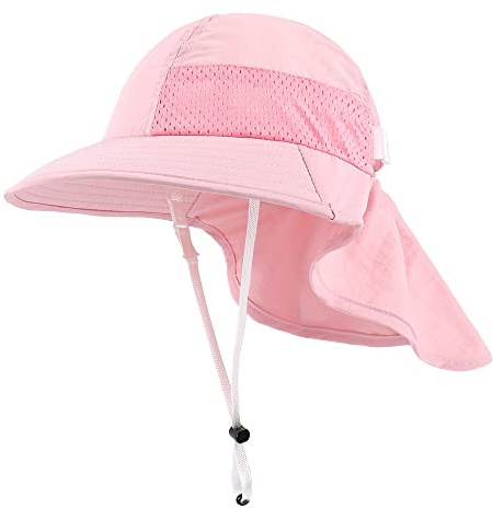 MASOCIO Baby barn solhatt reversibel sommarhatt flickor pojkar med brett brätte fiskarhatt, Rosa 1, 6-24 månader