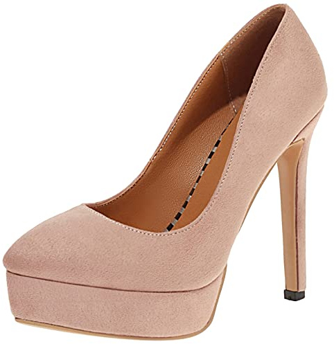 Décolleté Donna, Scarpe Tacco a Spillo Eleganti Scarpe da Sera Tacco Alto Appuntito Scarpe da Festa con Plateau Solid Apricot Numero 37 EU
