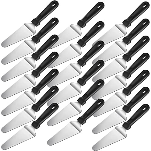 20 Pcs Pizza Spatula Bulk Pie Server Pie Cutter Cake Cutter Stainless Steel Cake Serving Spatula Non Slip Easy to Grip Baking Triangular Spade Plastic Handle Shovel for Desserts Pizza Pie Cake
