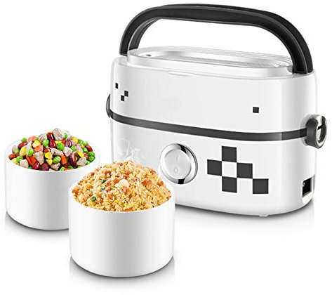 HMTE Fiambrera eléctrica de cerámica, Calentador portátil de Comida, Caja, Mini Olla a Vapor de arroz, Fiambrera con Aislamiento térmico para oficinista