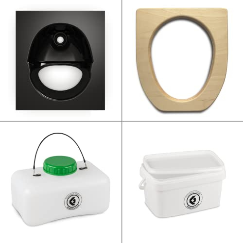 Kildwick FreeLoo Magnet - Komposttoilette Bausatz, Campingtolette, Trennklo, Trenntoilette, autark, ohne Chemie und Wasser für Vanlife, Boot und Garten (schwarz, 5L Behälter)