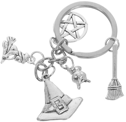 PRETYZOOM Llavero de Halloween Sombrero de hechicero Colgante Llavero Escoba de Bruja Llavero Rústico Llavero Ornament Mochila Monedero Charm para
