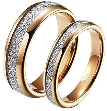 Aotiwe Freundschaftsringe Beste Freundin, Freundschaftsringe Herren 4mm 6mm Rose Gold Ring Inlay Metall Größe Damen 60 (19.1) & Herren 67 (21.3)