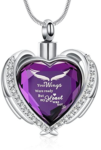 Minicremation Cremation Jewelry for Ashes Pendant - Crystal Heart Urn Necklace with Mini Keepsake Urn Memorial Ash Jewelry