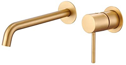 MIICE GLM039/OC Rubinetto da incasso monocomando per lavabo con montaggio a parete rubinetti da bagno per lavabo - Colore oro spazzolato SERIE MONZA