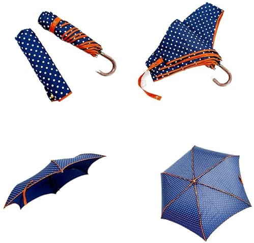 Ombrello da viaggio,Ombrellone da spiaggia,Ombrello mini principessa Simpatico ombrello rotondo a punta d'onda Ombrello piccolo con manico curvo Ombrello pieghevole manuale pieghevole-Blu ( Color : Bl