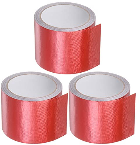 sourcing map 3 Stück Tuch Reparatur Plane Band 3.15 x24.6ft Wasserdichte Markise Reparatur Band für Reißfestes Zeltgewächshaus Rot