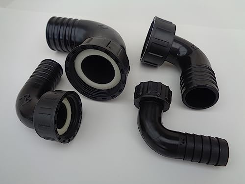 Female 90 deg Hose Tail Connector Water Fitting Polypropylene BSP Fish Pond Choose Size (2 Bsp Female x 50 mm)