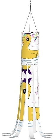 Halloween-Windsack, Gartendekoration, 101,6 cm, beleuchteter Windsack, schnell trocknend und leicht, Polyester-Material mit hellen, kleinen gelben Entenmuster