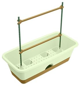 BBTISG Pot de fleurs rectangulaire à suspendre avec trous de drainage pour plantes grimpantes pour plantes grimpantes - Pot de fleurs pour extérieur, terrasse, fleurs, légumes (vert)