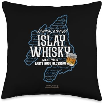 Peat, Smoke and Islay Whisky Tumbler Make Your Taste Buds Blossom Islay Whisky Throw Pillow, 16x16, Multicolor