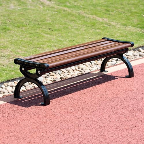 Outdoor-Gartenbank, Wetterfest Holzbank mit Armlehnen und Rückenlehne, Patio-Sitzauflagen mit Guss-Aluminiumrahmen und Wetterwiderstand Masster Sitzbank, für Garten Rasen Veranda ( Color : No back , S