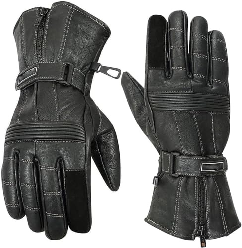 Winter Motorradhandschuhe, Wasserdicht und Winddicht, Leichte und Warme Handschuhe für Motorrad, Wandern und Outdoor-Sportarten – Unisex Motorradhandschuhe mit Schutz für Motocross (BLACK, 2XL)