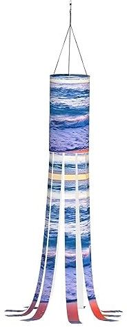 Windsack mit Sonnenuntergang, Ozeanwellen-Druck, saisonaler Windsack, für Herbst, Winter, Thanksgiving, Outdoor und Geister-Thema, Windsack mit Stange