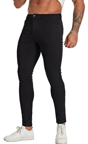 CadaSor Jeans skinny da uomo, super elasticizzati, slim fit, jeans classici a gamba affusolata, Nero , 46