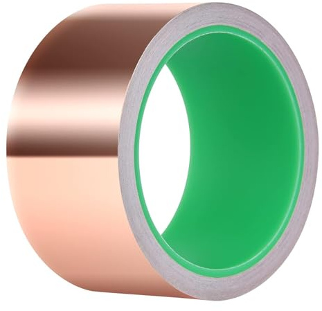 Wasaii 50mmx20m Kupferband Gegen Schnecken Schneckenschutz Noppenfolie für Hochbeet Hochbeete Selbstklebend Abschirmband Kragen Kupferblech Schneckenkorn Gewächshaus Zubehör Schneckenzaun Copper Tape